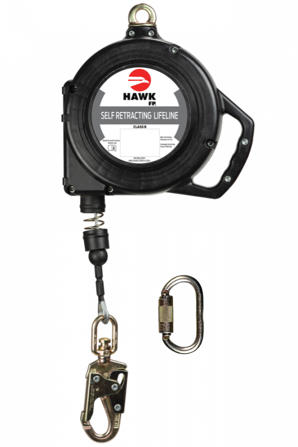 LINEA RETRACTIL HAWK A/INOXIDABLE CON GANCHO CHICO (CUMPLIMIENTO ANSI) CON MOSQUETÓN