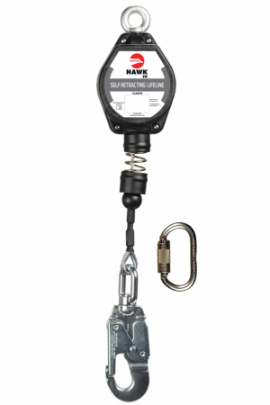 LINEA RETRACTIL HAWK A/INOXIDABLE CON GANCHO CHICO ALUM (CUMPLIMIENTO ANSI) CON MOSQUETÓN