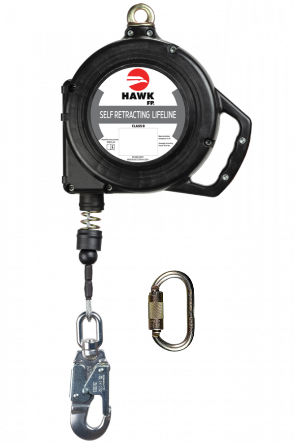 LINEA RETRACTIL HAWK A/INOXIDABLE CON GANCHO CHICO ALUM (CUMPLIMIENTO ANSI) CON MOSQUETÓN