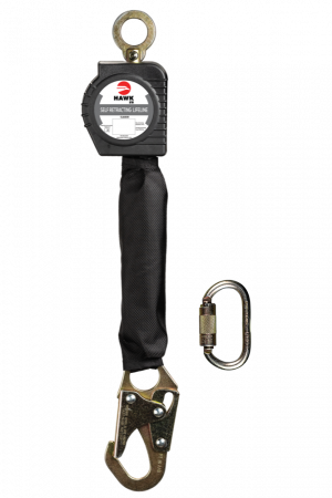 LINEA RETRACTIL HAWK DE CINTA CON GANCHO CHICO (CUMPLIMIENTO ANSI) CON MOSQUETÓN
