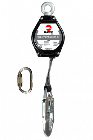 LINEA RETRACTIL HAWK DE CINTA CON GANCHO CHICO ALUMINIO (CUMPLIMIENTO ANSI) CON MOSQUETÓN