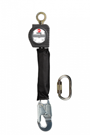 LINEA RETRACTIL HAWK DE CINTA CON GANCHO CHICO ALUMINIO (CUMPLIMIENTO ANSI) CON MOSQUETÓN