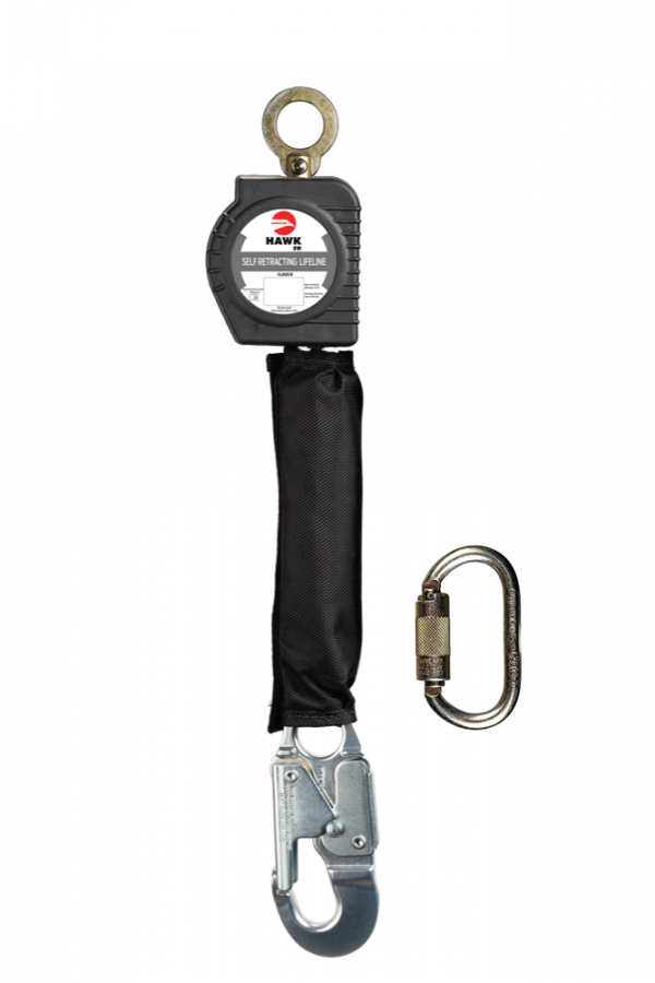 LINEA RETRACTIL HAWK DE CINTA CON GANCHO CHICO ALUMINIO (CUMPLIMIENTO ANSI) CON MOSQUETÓN