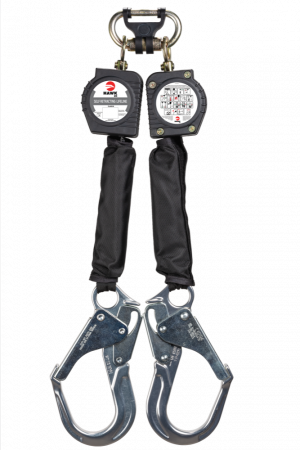 LINEA RETRACTIL HAWK TWIN DE CINTA CON GANCHOS GDE ALUMINIO (CUMPLIMIENTO ANSI)